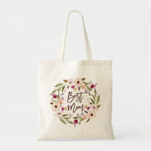 Best Mum Bohemian Watercolor Floral Wreath Bag