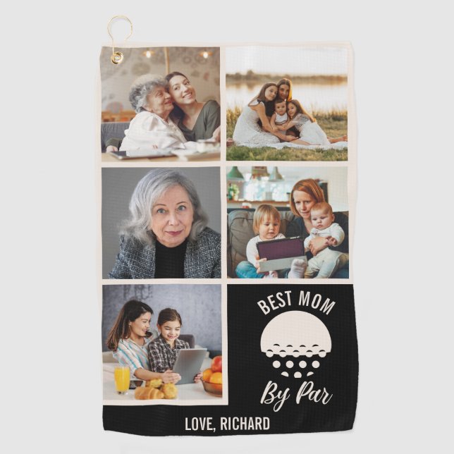 Best Mum By Par Custom 5 Photo Collage Golf Towel (Front)