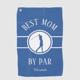 Best Mum By Par Golfer Sports Monogram Trendy Blue Golf Towel