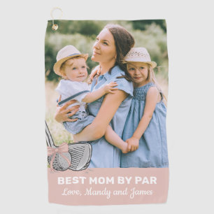 Best Mum By Par Photo Pink Bow Golf Towel