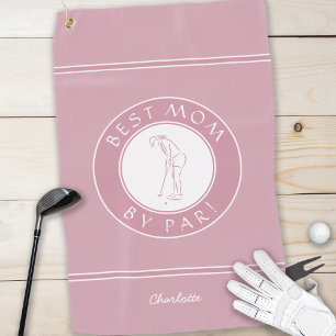 Best Mum By Par - Pink Monogram Golfer For Her Golf Towel
