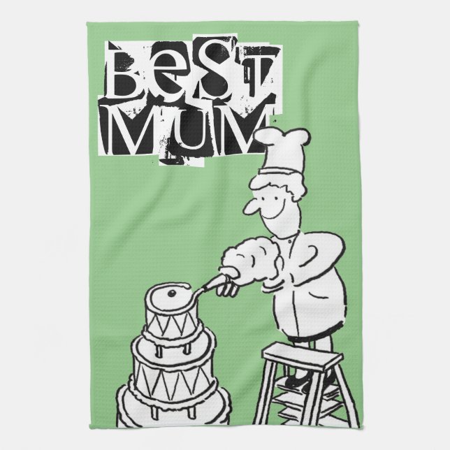 Best Mum Cake Maker Cake Decoration Tea Towel (Vertical)