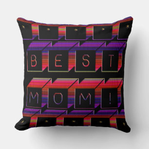 Best Mum Coloured Blocks & Black Background Cushion