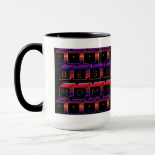 Best Mum Coloured Blocks & Black Background Mug