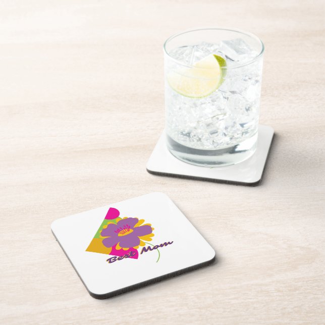 Best Mum Colourful Trendy Design Coaster (Right Side)
