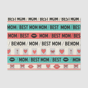 Best Mum Comic Hearts Retro Graphic Tissue Paper