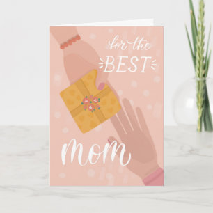Best mum. Cute cartoon pink yellow mothers day Card