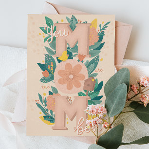 Best Mum. Cute floral garden lettering mothers day Holiday Card