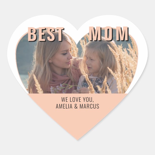 Best Mum Cute Heart Photo Mother`s Day   Heart Sticker (Front)