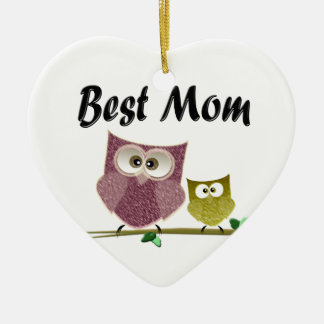 Best Mum cute Owls art Ceramic Ornament
