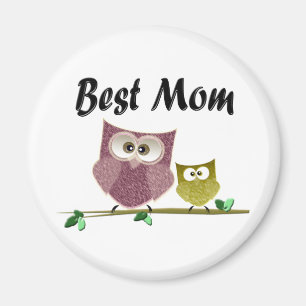 Best Mum, cute Owls art Magnet