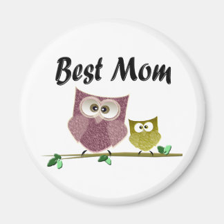 Best Mum, cute Owls art Magnet