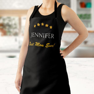 Best Mum Dad Chef Custom Text Elegant Black Gold Apron