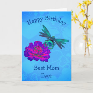 Best Mum Dragonfly Personalised Birthday Card