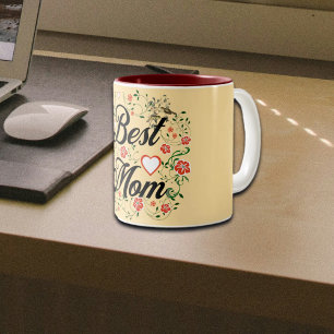 Best Mum Elegant Floral Design Two-Tone Coffee Mug