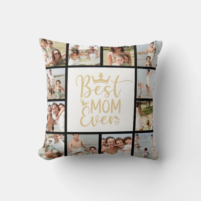Best Mum Ever 12 Photo Collage Throw Pillow (Front)