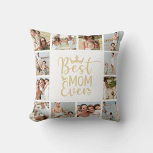 Best Mum Ever 12 Photo Collage Throw Pillow