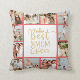 Best Mum Ever 12 Photo Collage Throw Pillow