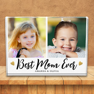 Best Mum Ever 2 Picture Collage Heart Keepsake Photo Block