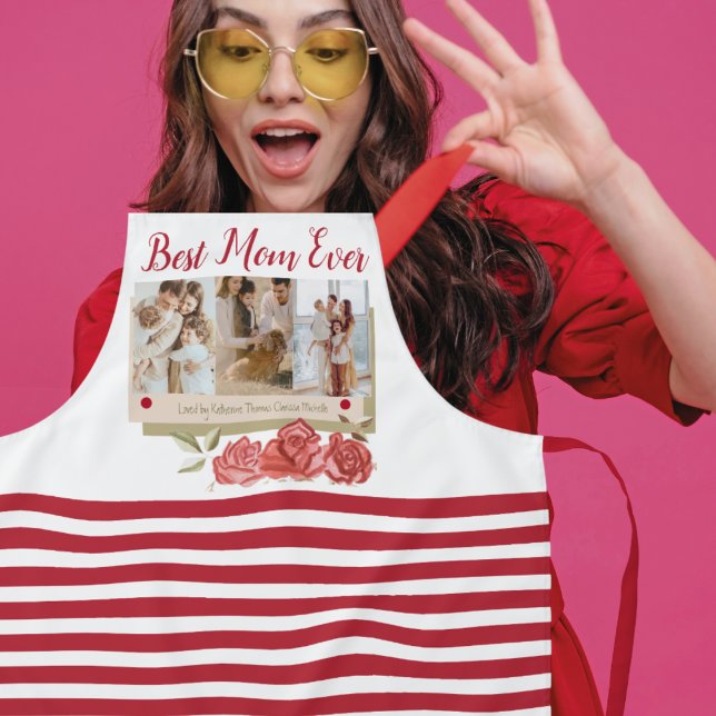 Best Mum Ever 3 Photo Collage Modern Mothers Day Apron (Creator Uploaded)