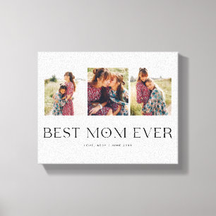 Best Mum Ever 3-Photo Mother's Day Heart Canvas Print