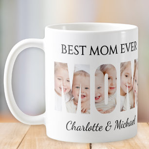 Best Mum Ever 3 Photos Cutout Letters Coffee Mug
