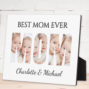 Best Mum Ever 3 Photos Cutout Letters Plaque