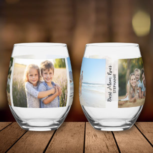 Best Mum Ever, 3 Photos, Personalised Custom Stemless Wine Glass