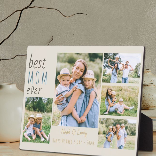 Best Mum Ever 5 Photo Collage Personalised Stone Plaque (Creator Uploaded)