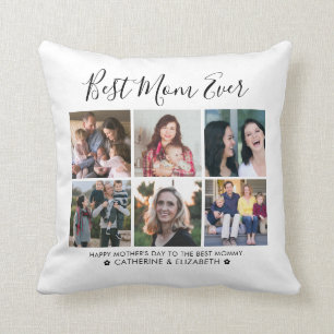 Best Mum Ever 6 Photo Collage Message Mother's Day Cushion