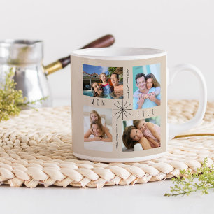 Best Mum Ever 8 Photo Collage Beige Mug