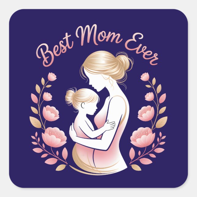 Best Mum Ever" – A Tribute to Mum Square Sticker (Front)