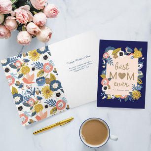 Best Mum Ever Birds & Floral Botanical Frame Card