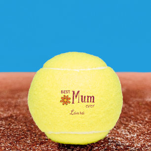 Best Mum Ever Birthday Gift Cute Flower Name Tennis Balls
