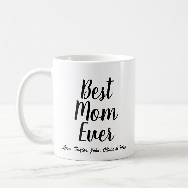 Best Mum Ever black custom script personalised Coffee Mug (Left)