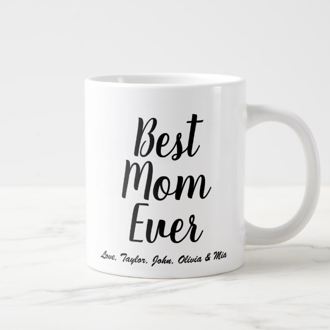 Best Mum Ever black custom script personalised Large Coffee Mug (Right)