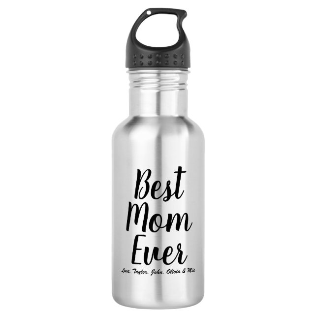 Best Mum Ever black custom script text elegant 532 Ml Water Bottle (Front)