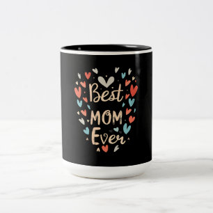 Best Mum Ever Black/Floral Two-Tone Coffee Mug