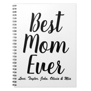 Best Mum Ever black white custom script elegant Notebook