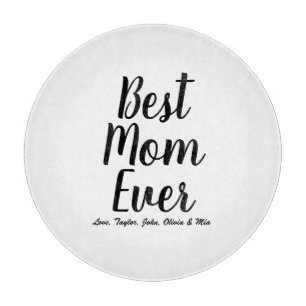 Best Mum Ever black & white custom script text Cutting Board