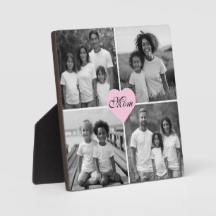 Best Mum ever black white elegant 4 photo Plaque