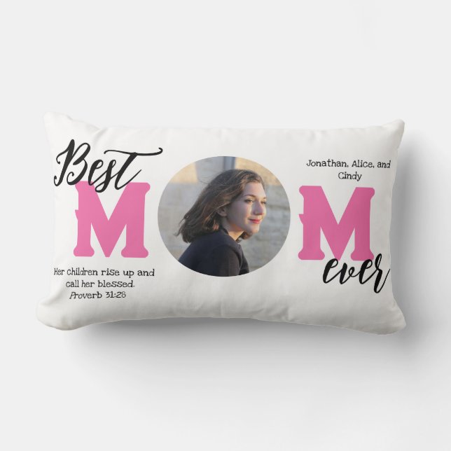 Best Mum Ever Blessed Mother's Photo Throw Pillow (Front)