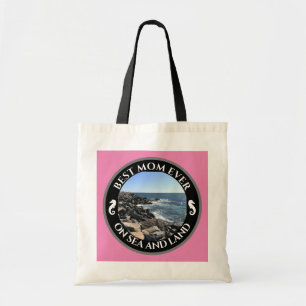 Best Mum Ever Blue Atlantic Ocean Rocky Seashore Tote Bag