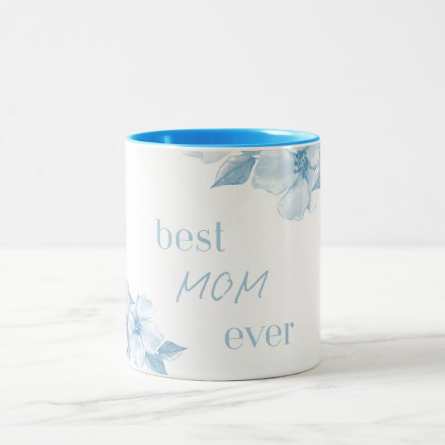 Best Mum Ever Blue Floral Mug (Center)