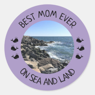 Best Mum Ever Blue Ocean Photo Classic Round Sticker