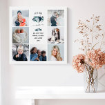 Best Mum Ever | Blue Peonies Floral Photo Grid Faux Canvas Print<br><div class="desc">This trendy and stylish photo grid design says "best mum ever" in rustic,  handwritten script and features a watercolor bouquet of boho flowers in shades of blue. A photo collage with room for seven of your favourite personal photos adds up to a gift your mother will love.</div>