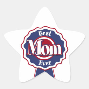 Best Mum Ever Blue Ribbon Star Sticker
