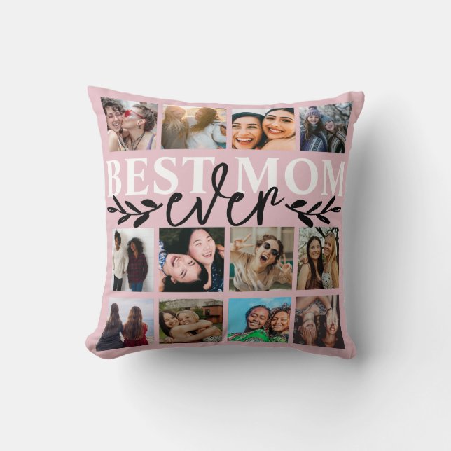 Best Mum Ever Blush Pink Photo Collage  Cushion (Front)