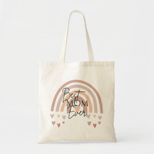 Best Mum Ever Boho Rainbow & Hearts Tote Bag