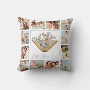 Best Mum Ever Book Flowers 12 Photo Collage  Cushion